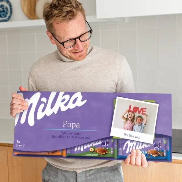 Mega Milka reep met naam en foto bedrukken